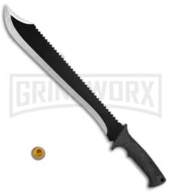 Schrade SCMACH2CP Clip Point Machete Sawback - Black Plain -Elite Knives Shop Schrade clip point machete sawback black SCMACH2CP BHQ 62067 er size large