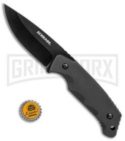 Schrade SCHF49 Black TPE Full Tang Fixed Blade - Black Plain -Elite Knives Shop Schrade full tang black TPE black SCHF49 BHQ 62030 er size large