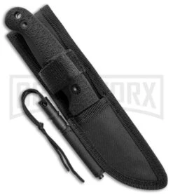 Schrade Small Frontier Black TPE Fixed Blade Knife - Black Plain -Elite Knives Shop Schrade small frontier full tang black TPE black SCHF56 BHQ 62037 er sheath large
