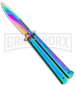 Skipper Rainbow Balisong Butterfly Knife - Rainbow Plain