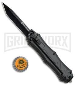 Smith & Wesson Spring Assisted Finger Actuator Tanto OTF Knife - Black Plain -Elite Knives Shop Smith Wesson OTF Assist Finger Actuator Tanto Black SWOTF9TB BHQ 67477 jr bottlecap large