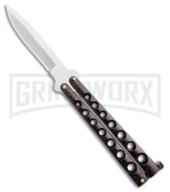 Scoundrel Balisong Black Red Butterfly Knife - Satin Plain