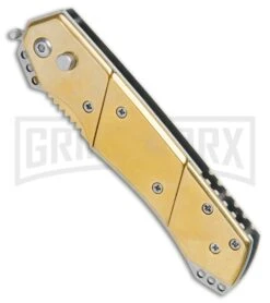 Elite Knives Shop -Elite Knives Shop Super Knife Croc Auto Stainless Gold Gold Inlay Gold Serr GX 34967 jr spine large