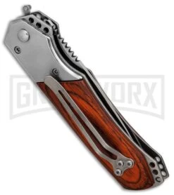 Elite Knives Shop -Elite Knives Shop Super Knife Croc Stainless Rosewood Inlay satin serr BP 30075 er side large