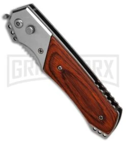 Super Knife Croc Automatic Knife Stainless W/ Rosewood Inlay - Satin Serr -Elite Knives Shop Super Knife Croc Stainless Rosewood Inlay satin serr BP 30075 er spine large