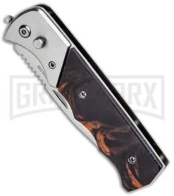Elite Knives Shop -Elite Knives Shop Super Knife Dingo Brown Marble Acrylic Auto Satin Serr GA623SLMBRN GX 33497 jr spine large