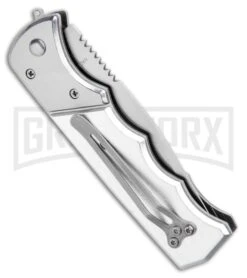 Super Knife Dingo Green Acrylic Automatic Knife - Satin Serr -Elite Knives Shop Super Knife Dingo Green Acrylic Automatic Knife Satin Serrated GX 33704 ns side large