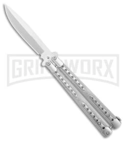 Swift Silver Balisong Titanium Coated Butterfly Knife - Satin