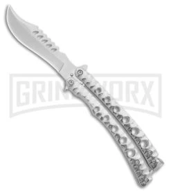 Swift 9" Silver Persian Balisong Coated Butterfly Knife - Polished