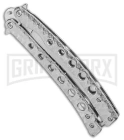 Swift 9" Silver Persian Balisong Coated Butterfly Knife - Polished -Elite Knives Shop Swift Silver Persian Balisong Coated Butterfly Satin GX 39595 jr side large