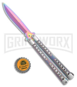Swift Spectrum Balisong Titanium Coated Butterfly Knife - Spectrum -Elite Knives Shop Swift Spectrum Balisong Ti Coated Butterfly Spectrum GX 39689 jr bottlecap large