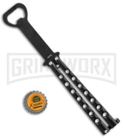 Black Bartender "Bottle-Fly" Butterfly Knife Bottle Opener -Elite Knives Shop The Bartender Bottle Fly Bottle Opener Black BHQ 8089 jr bottlecap large