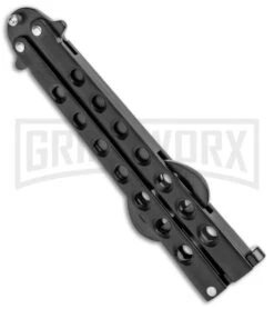 Black Bartender "Bottle-Fly" Butterfly Knife Bottle Opener -Elite Knives Shop The Bartender Bottle Fly Bottle Opener Black BHQ 8089 jr side large