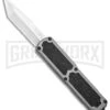 Titan Gray D/A OTF Automatic Knife - Tanto Satin Serrated