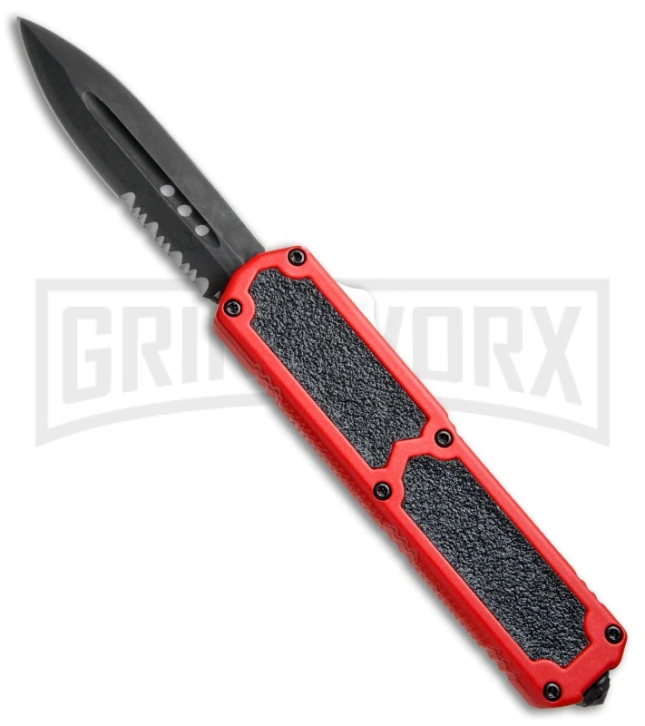 Titan Red D/A OTF Automatic Knife - Dagger Black Serr 1 Titan Red D/A OTF Automatic Knife - Dagger Black Serr