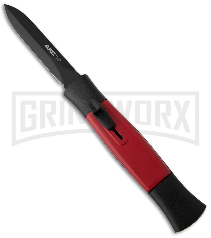 AKC 077 Concord Black/Red OTF Automatic Knife - Dagger Black Plain 1 AKC 077 Concord Black/Red OTF Automatic Knife - Dagger Black Plain