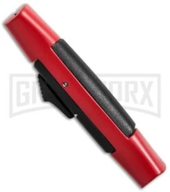 AKC Concord Red/Black OTF Automatic Knife - Satin Flat -Elite Knives Shop akc concord 007 red satin flat bottom cm large