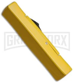 AKC Minion Concord Yellow OTF Automatic Knife - Satin Plain -Elite Knives Shop akc minion satin flat yellow BHQ 36365 dl side large