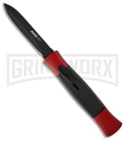 AKC 077 Concord Red/Black OTF Automatic Knife - Dagger Black Plain