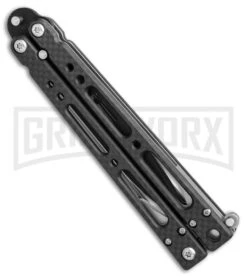 Bear OPS Bear Song IV Carbon Fiber Balisong Butterfly Knife - Black Plain 5 Bear OPS Bear Song IV Carbon Fiber Balisong Butterfly Knife - Black Plain -Elite Knives Shop bear ops song IV cf black B 400 CF B BHQ 50069 er side large