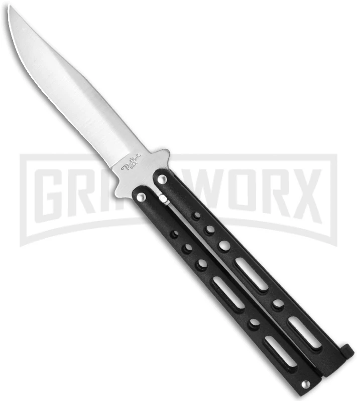 Benchmark BM004 Black Balisong Butterfly Knife - Satin Plain 1 Benchmark BM004 Black Balisong Butterfly Knife - Satin Plain