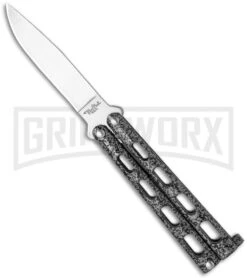 Benchmark Small Silver Speckle Balisong Butterfly Knife - Satin Plain