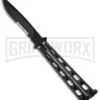 Jaguar Milled Black Balisong Butterfly Knife - Black Serr