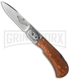 8" Medteh Russian Leverlock Light Wood Stiletto Automatic Knife - Satin Plain