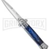 Milano 9" Stiletto Blue Acrylic Automatic Knife - Bayonet