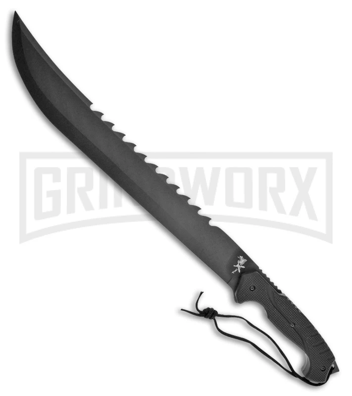 Frost Cutlery Tac Xtreme Slit Black Rubber Trailing Point Machete - Black 1 Frost Cutlery Tac Xtreme Slit Black Rubber Trailing Point Machete - Black