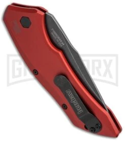 Kershaw Launch 1 Red Aluminum Automatic Knife - Blackwash Plain -Elite Knives Shop kershaw launch auto 1 blackwash red side cm large