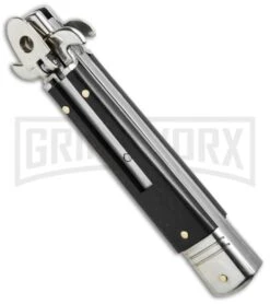 AKC Bill DeShivs 7.5" Leverletto Ebony Wood Automatic Knife - Flat Serr -Elite Knives Shop leverletto ebony serrated bottom cm large