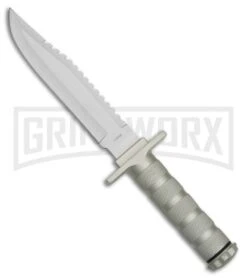 Rite Edge Survival Brawl Gray Aluminum Fixed Blade Knife - Satin Plain