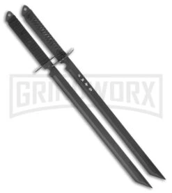 Rite Edge Twin Ninja Black Cord Wrapped Sword Set - Black Plain