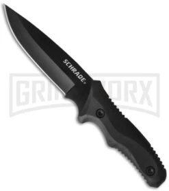 Schrade SCHF39 Guide Master Sling Shot Fixed Blade Knife - Black Plain -Elite Knives Shop schrade schf39 knife cm large