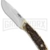 Western Cross-Trail Brown Delrin Stag Fixed Blade Knife - Satin Plain
